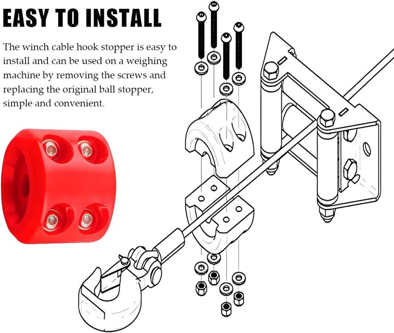 ZNDAW Winch Stopper for Cable, Rubber Winch Cable Stopper with Allem Wrench for Synthetic Rope and Wire, Wearproof Stopper Winch Saver Protect Towing Hook Univeral for ATV UTV (Red) - Image 5